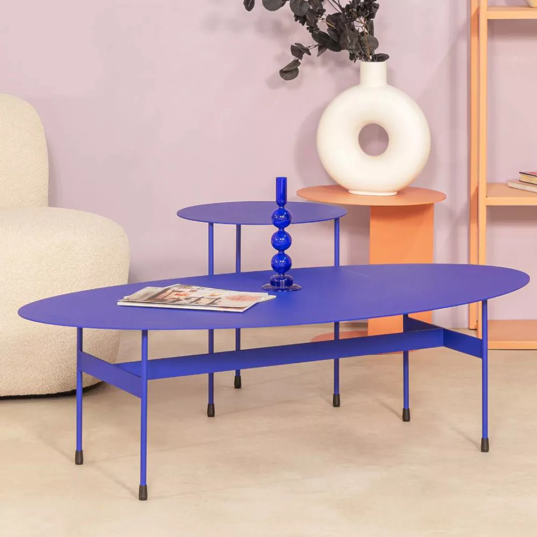 Couchtisch Sofatisch oval in Blau günstig online kaufen