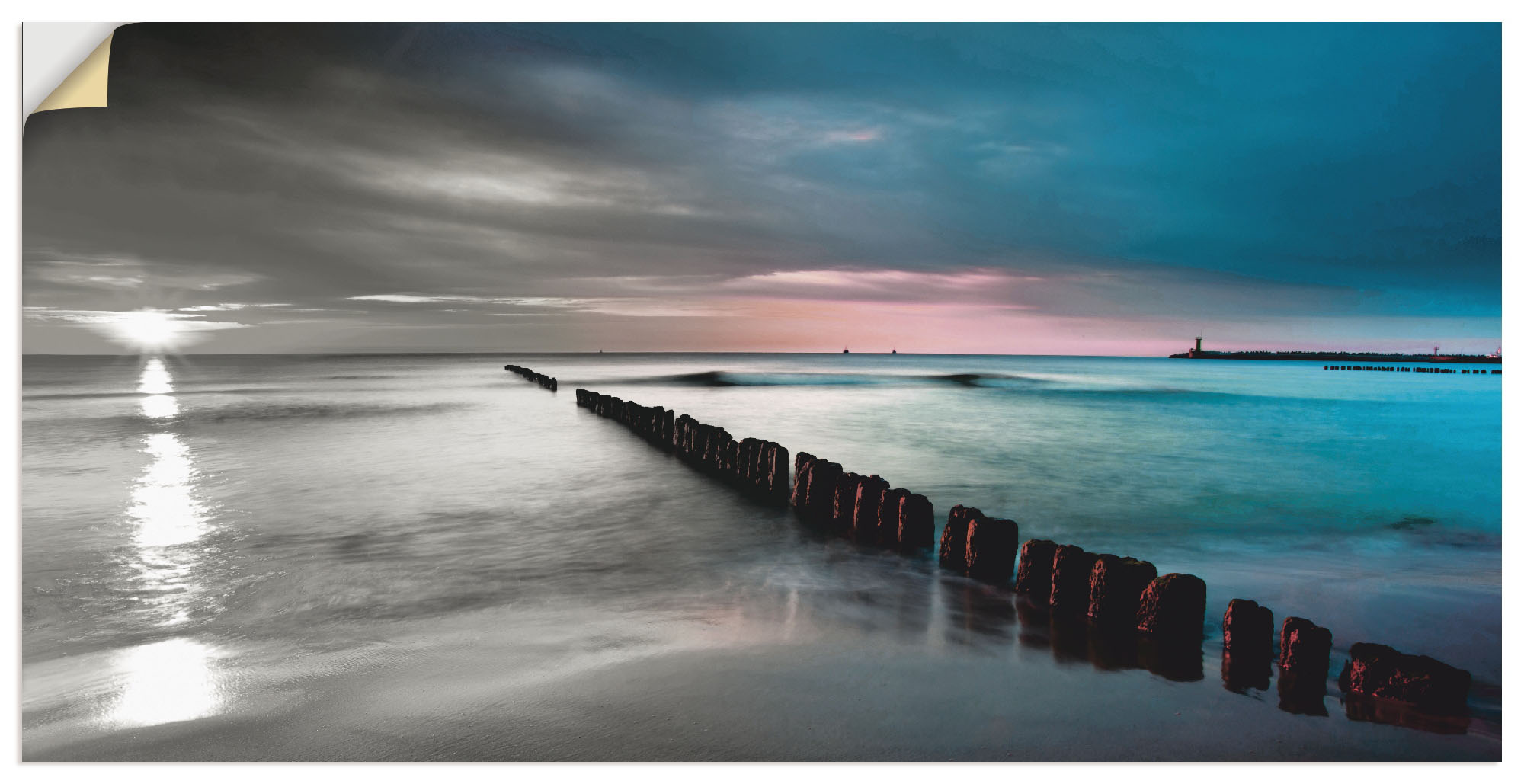 Artland Wandbild "Ostsee mit Sonnenaufgang s/w", Gewässer, (1 St.), als Lei günstig online kaufen