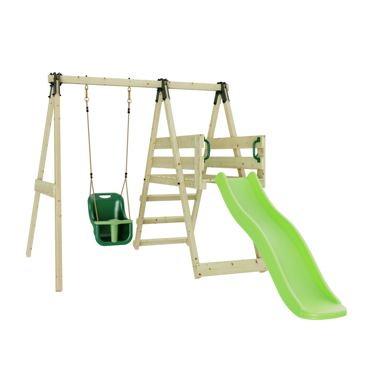 OutdoorToys Schaukel Hortensie aus Holz in Grün mit Babyschaukel günstig online kaufen