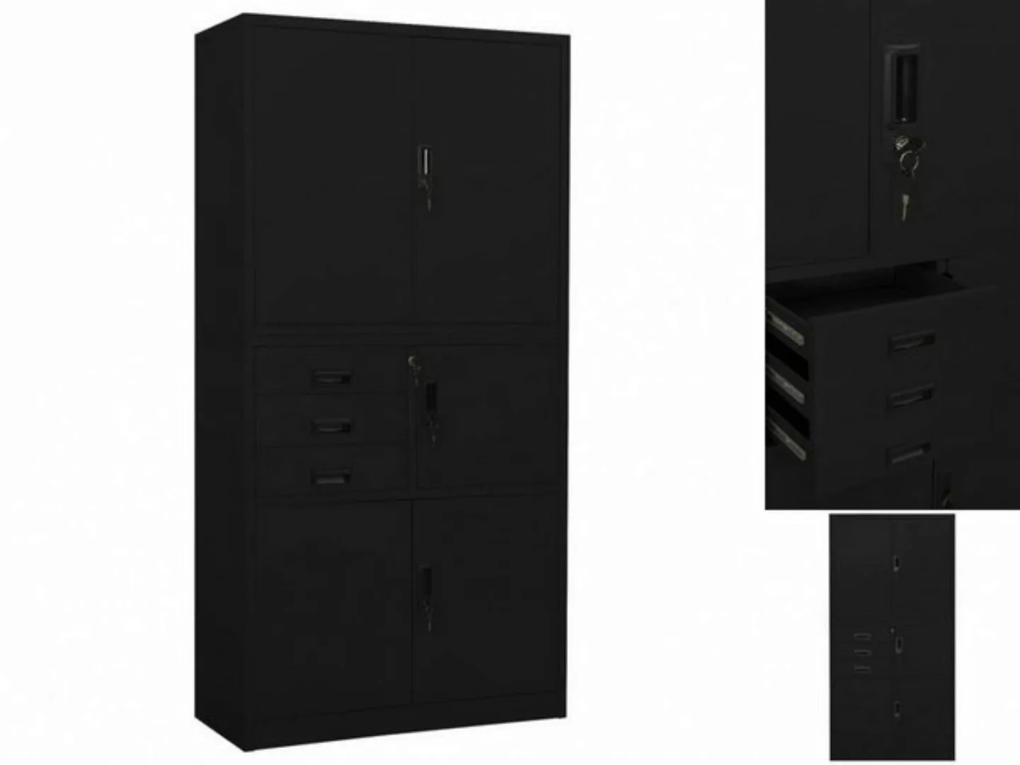 Büroschrank Schwarz 90x40x180 Cm Stahl günstig online kaufen