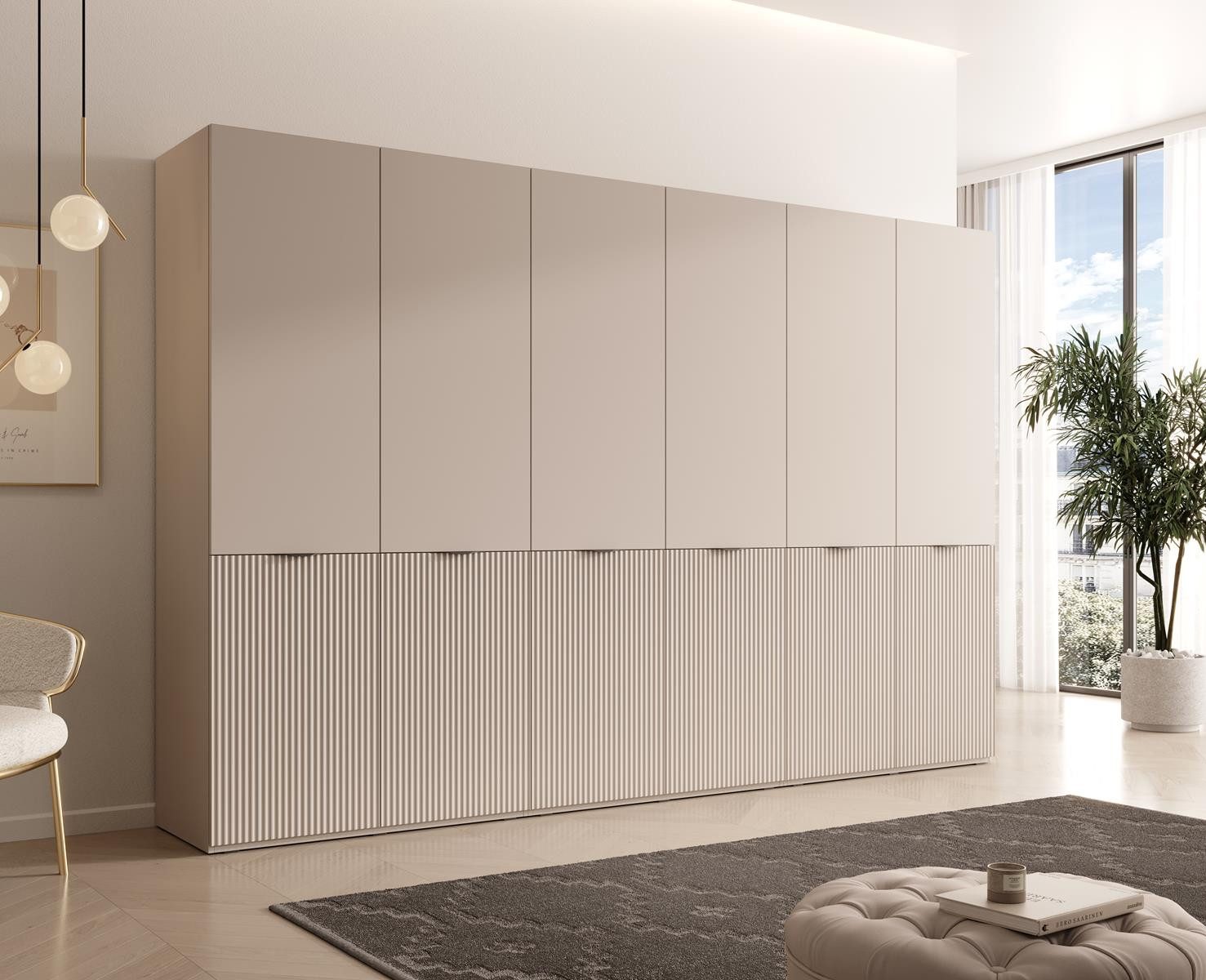 Compleo Kleiderschrank 6-Türen, gerifflete Front, geräumig günstig online kaufen
