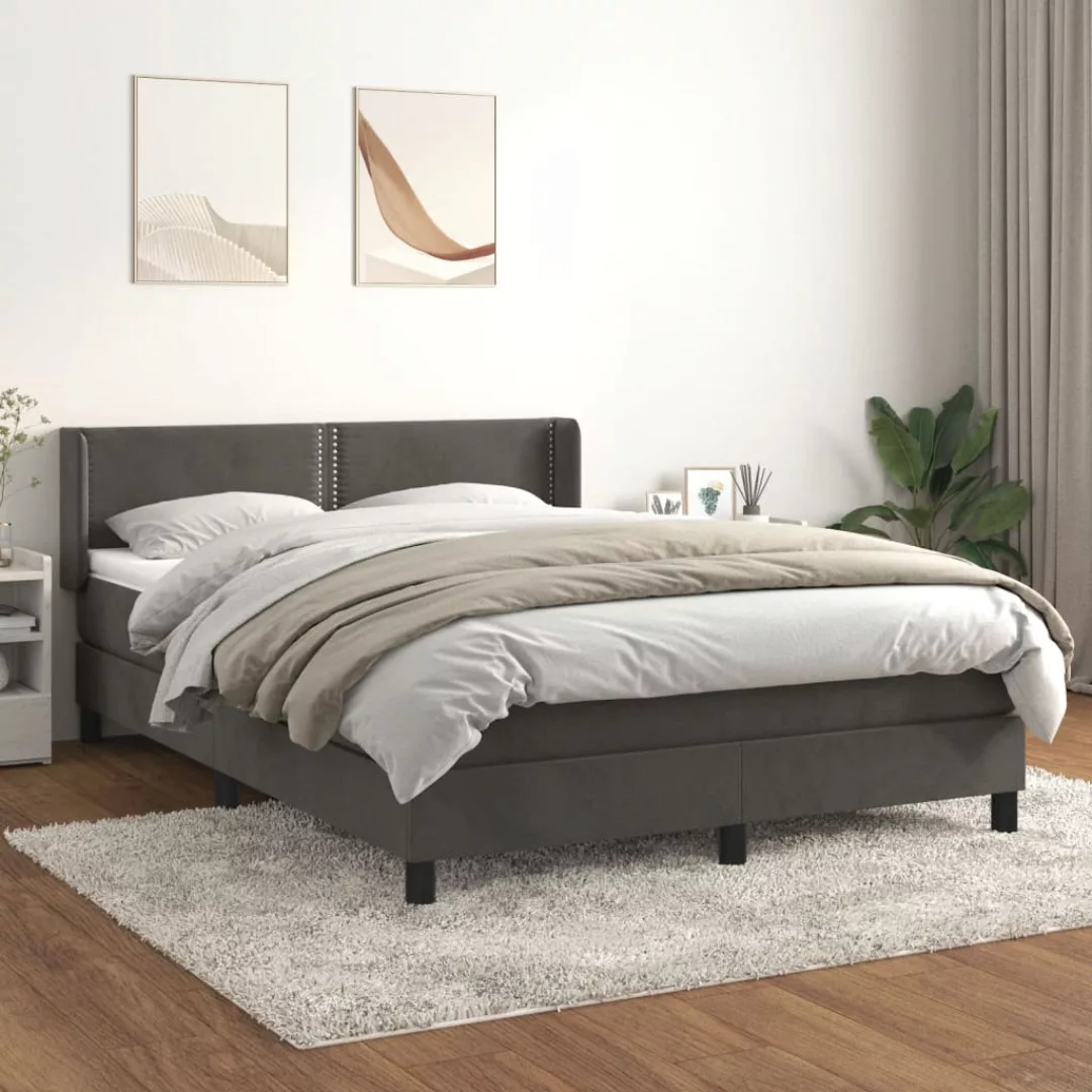 Vidaxl Boxspringbett Mit Matratze Dunkelgrau 140x200 Cm Samt günstig online kaufen