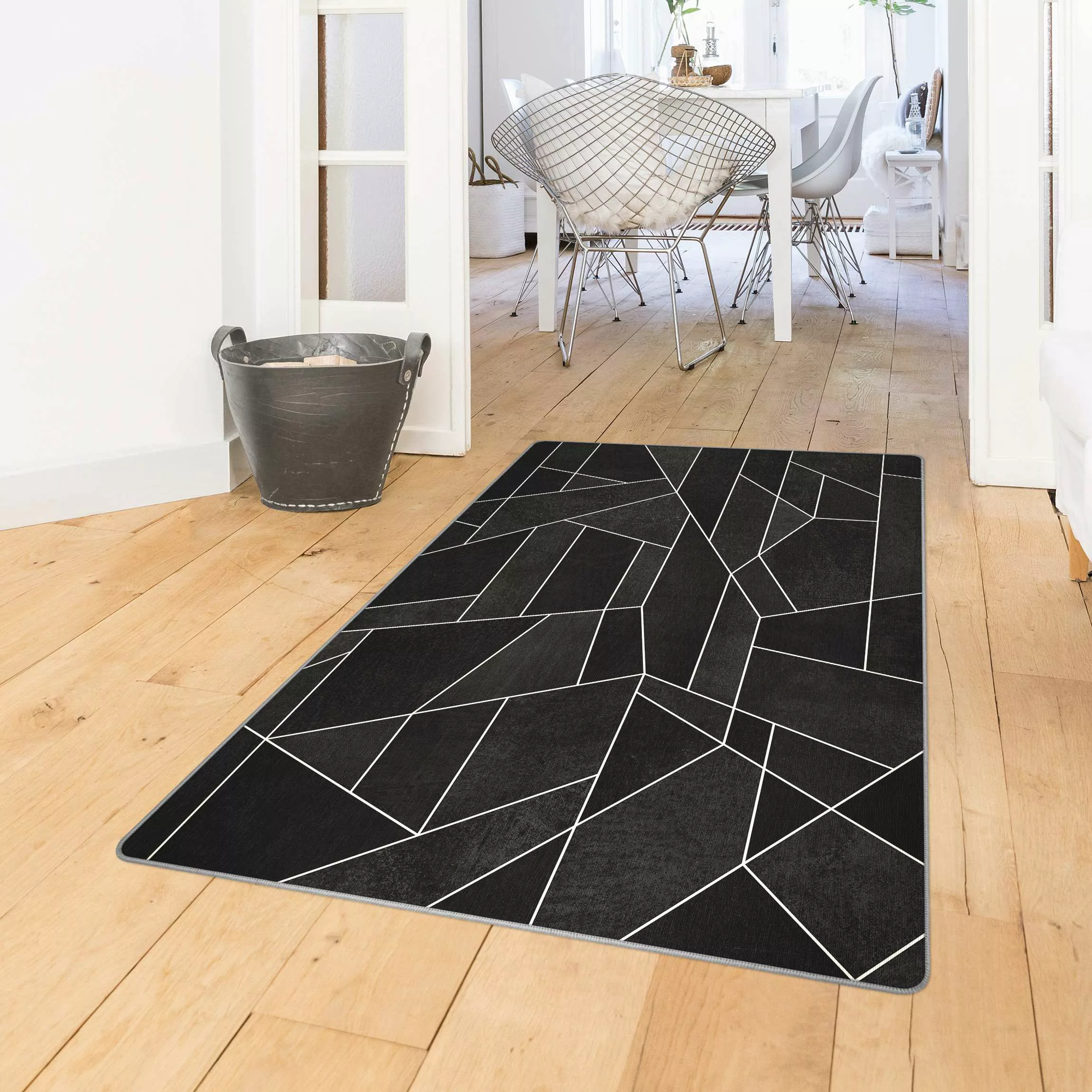 Teppich Schwarz Weiß Geometrie Aquarell günstig online kaufen