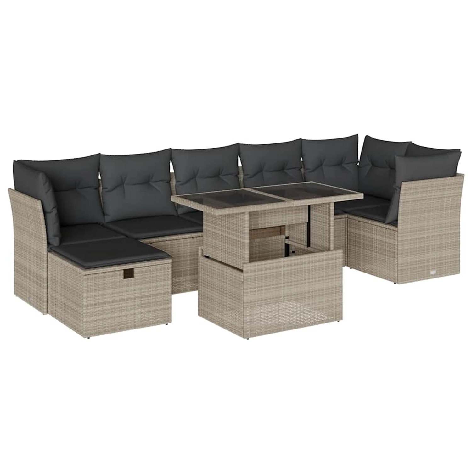 vidaXL 8-Tlg Garten-Sofagarnitur mit Kissen Hellgrau Poly Rattan 3274672 günstig online kaufen