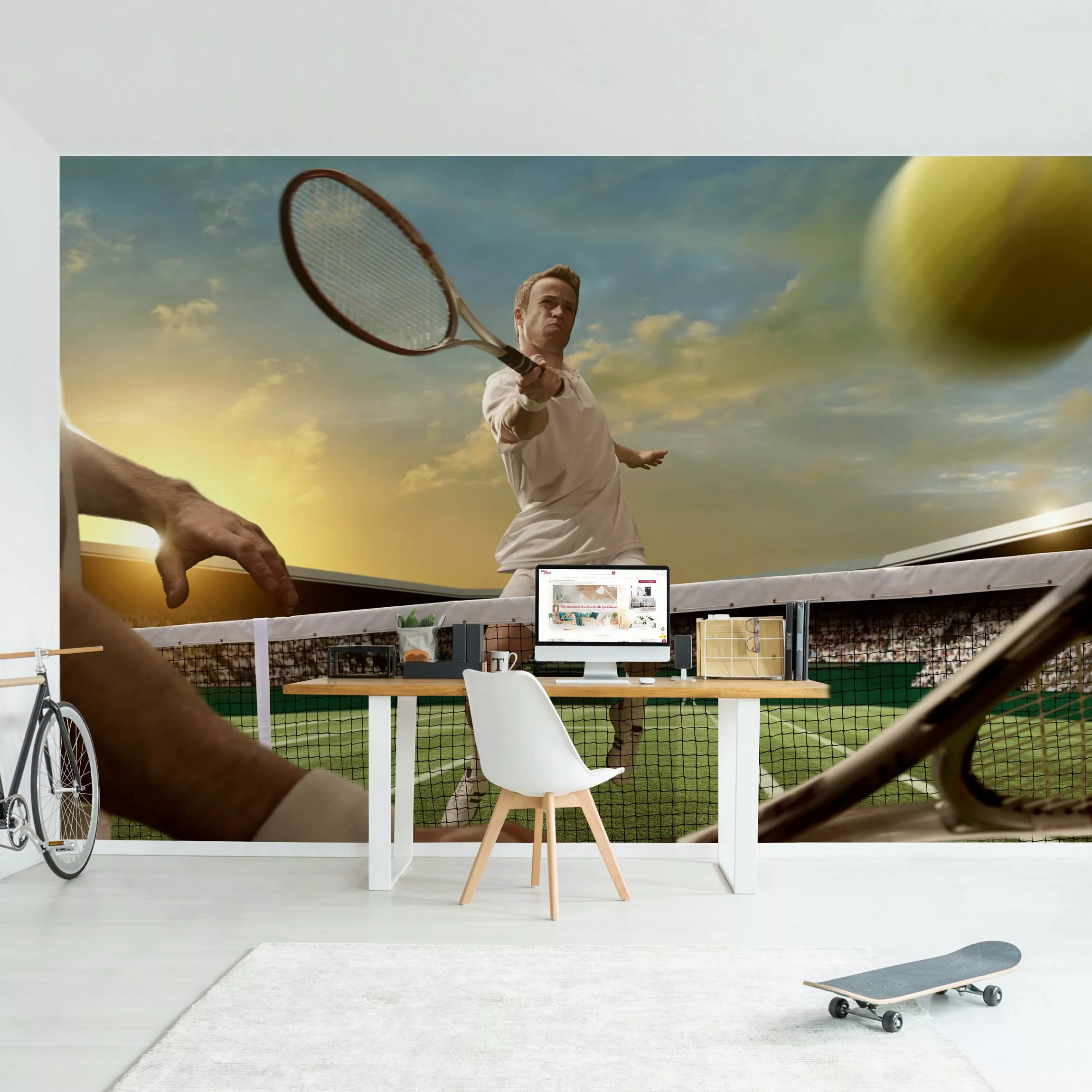 Bilderwelten Kindertapete Tennis Player gelb Gr. 192 x 192 günstig online kaufen