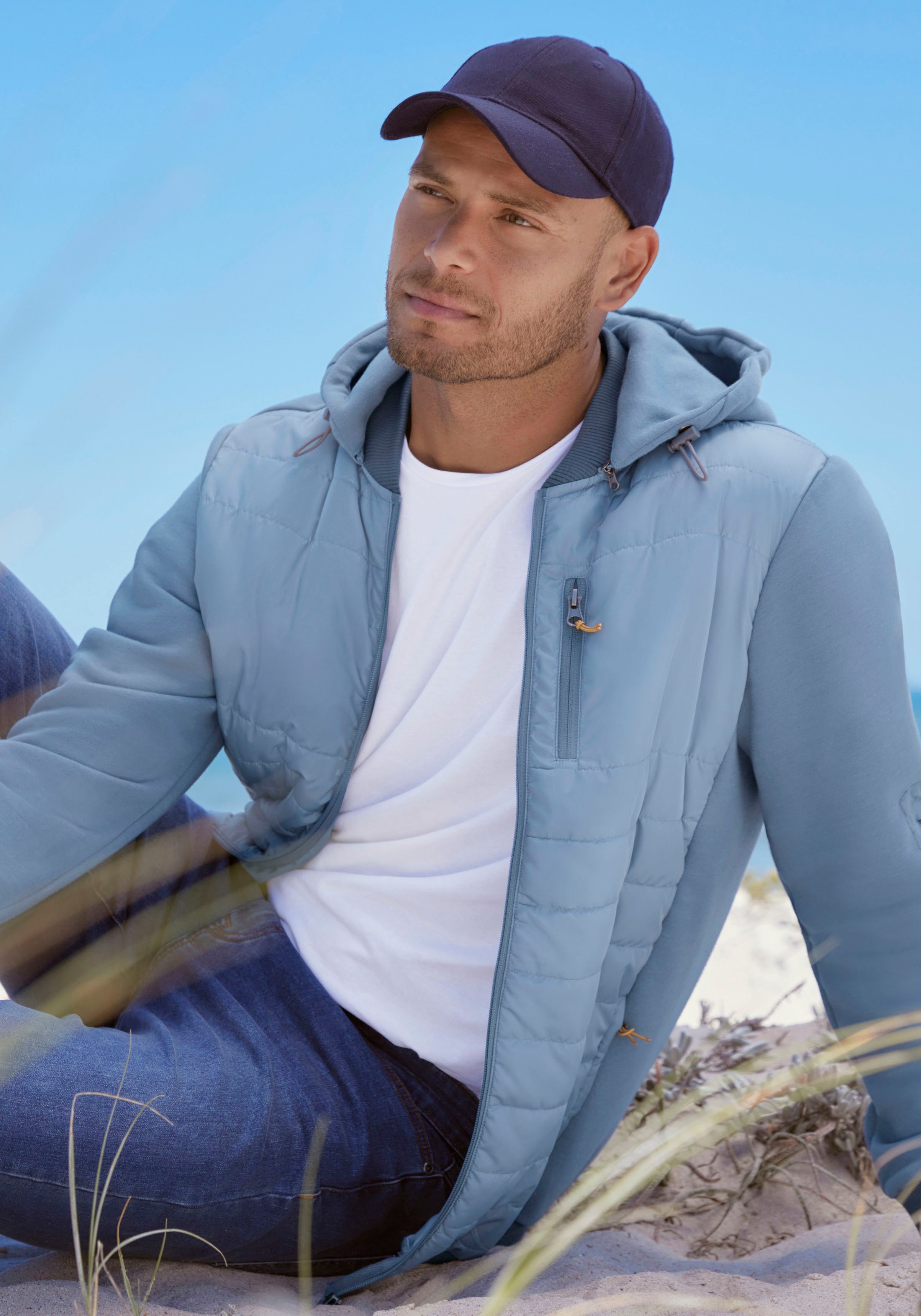 H.I.S Kapuzensweatjacke, im vorderen Bereich gesteppt, mit abnehmbarer Kapu günstig online kaufen