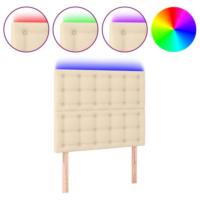 vidaXL Bett, LED Kopfteil Creme 90x5x118/128 cm Stoff günstig online kaufen