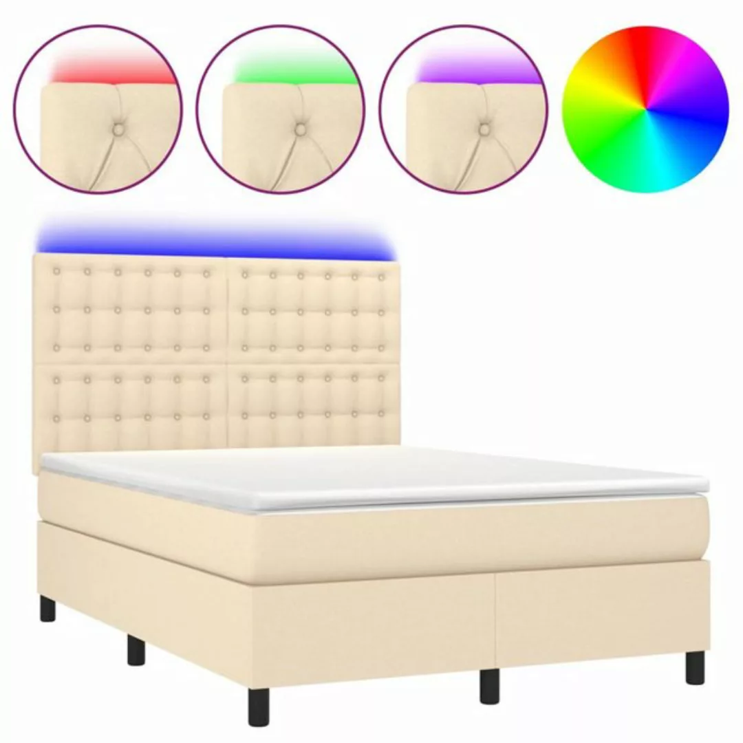 vidaXL Boxspringbett Bett Boxspringbett mit Matratze & LED Stoff (140 x 200 günstig online kaufen