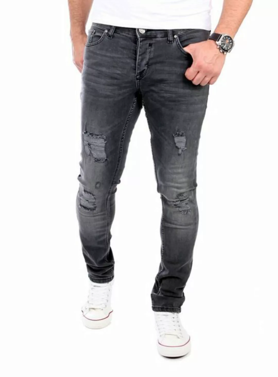 Reslad Destroyed-Jeans Reslad Jeans Herren Destroyed Look Slim Fit Denim St günstig online kaufen