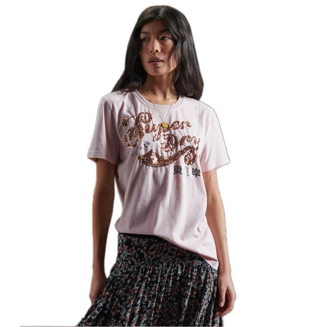 Superdry Script Sequin Kurzärmeliges T-shirt XS Shell Pink Marl günstig online kaufen