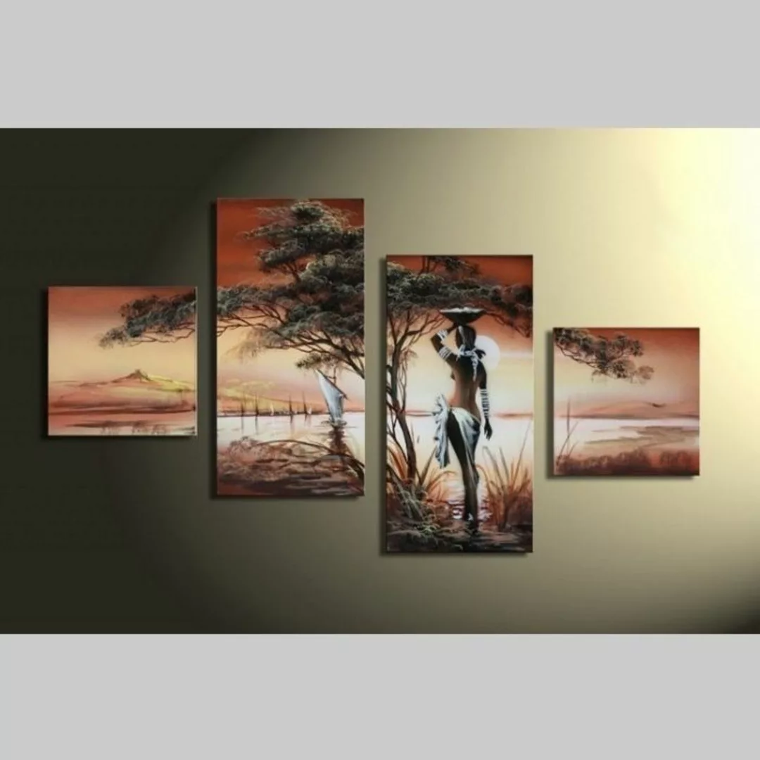 4 Leinwandbilder AFRIKA Frau (1) 80 x 50cm Handgemalt günstig online kaufen