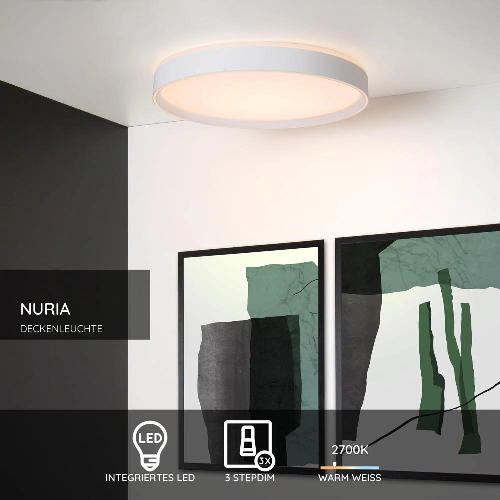 LED Deckenleuchte Nuria in Weiß 36W 2880lm günstig online kaufen