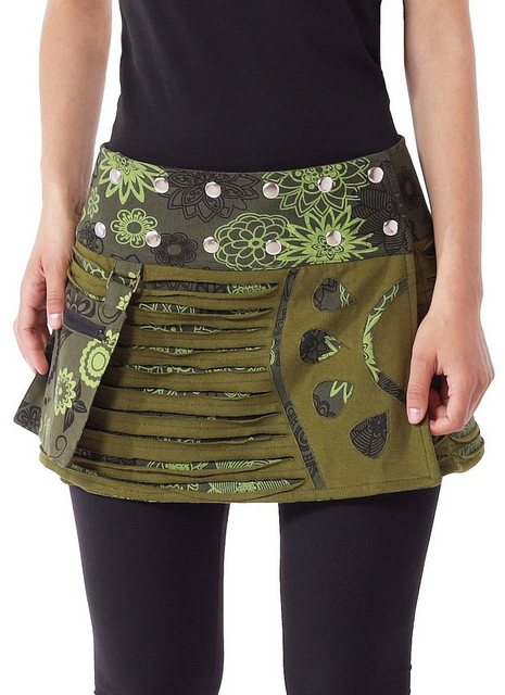 PUREWONDER Wickelrock Damen Rock mit Patchwork sk24 Baumwolle Einheitsgröße günstig online kaufen