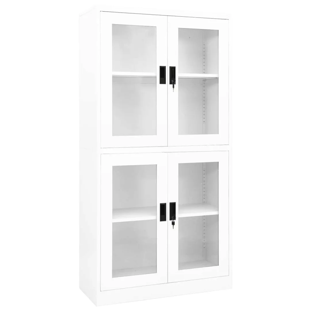 Büroschrank Weiß 90x40x180 Cm Stahl Und Hartglas günstig online kaufen