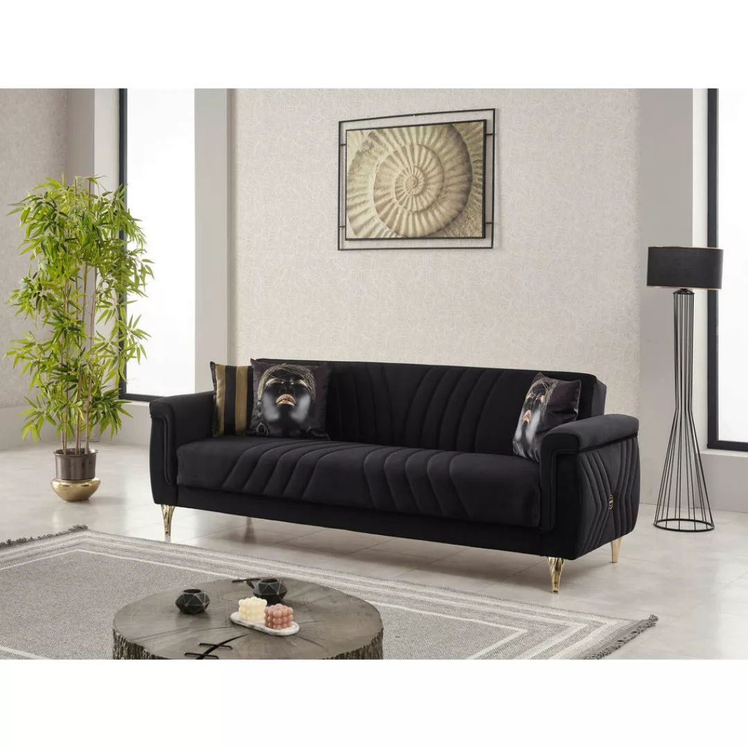 Schlafsofa Lozan schwarz B/H/T/L: ca. 230x49x86x84 cm günstig online kaufen