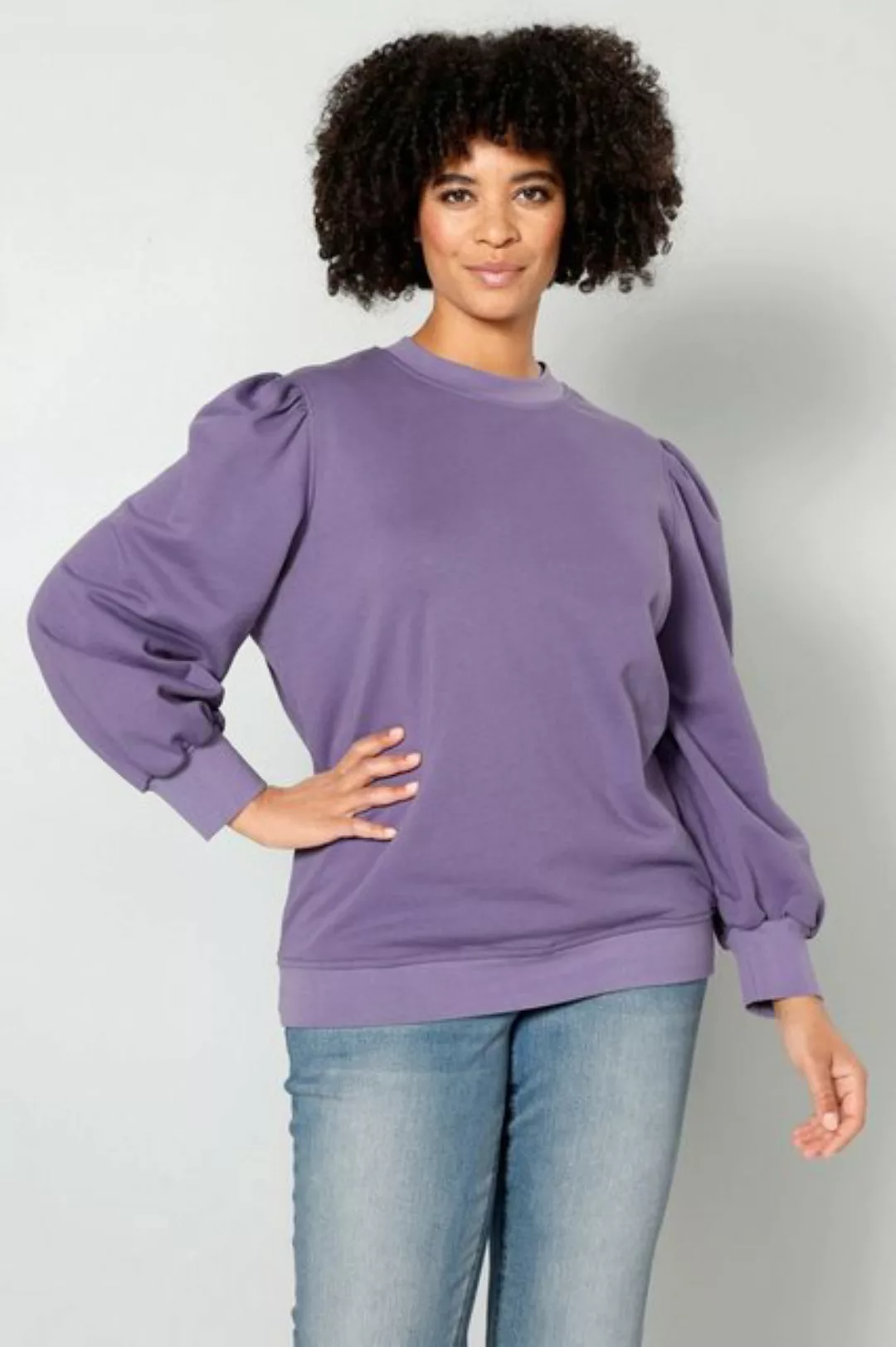 Sara Lindholm Sweatshirt Sweatshirt Regular Fit Rundhals weite Puffärmel günstig online kaufen