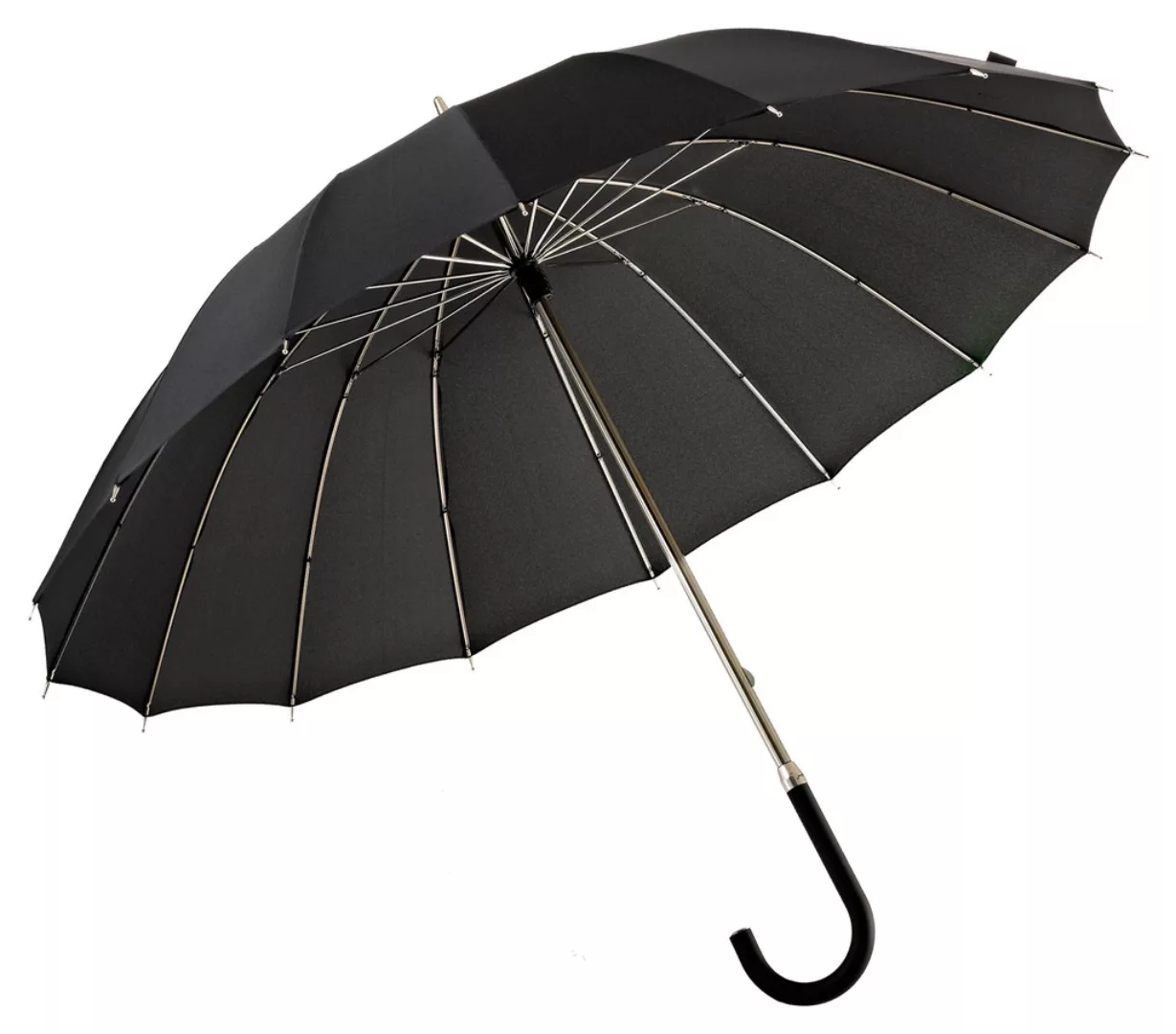 EuroSCHIRM Stockregenschirm "Metropolitan, schwarz", mit 16 Segmenten und e günstig online kaufen