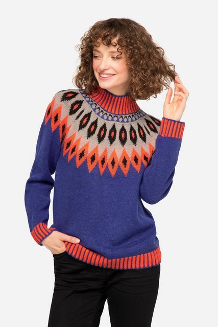 Laurasøn Strickpullover Norwegerpullover Wollanteil Stehkragen Langarm günstig online kaufen