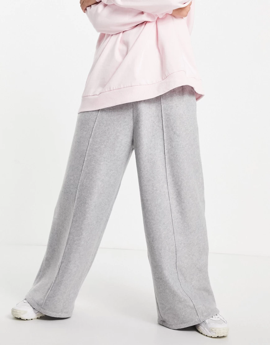 ASOS DESIGN ‑ Weite Jogginghose aus Polarfleece in Grau meliert günstig online kaufen