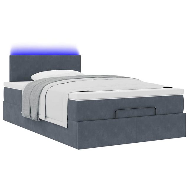 vidaXL Bett Ottoman-Bett mit Matratze & LEDs Dunkelgrau 120x190 cm Samt günstig online kaufen