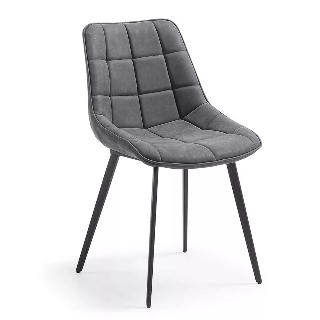 Esszimmerstuhl mit Schalensitz in Dunkelgrau Stahl (2er Set) günstig online kaufen