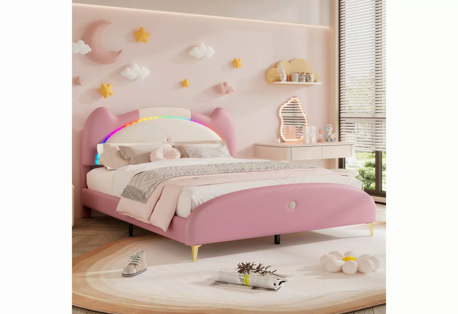 MODFU Kinderbett Funktionsbett Polsterbett Gästebett (mit Holzlatten, Mit M günstig online kaufen