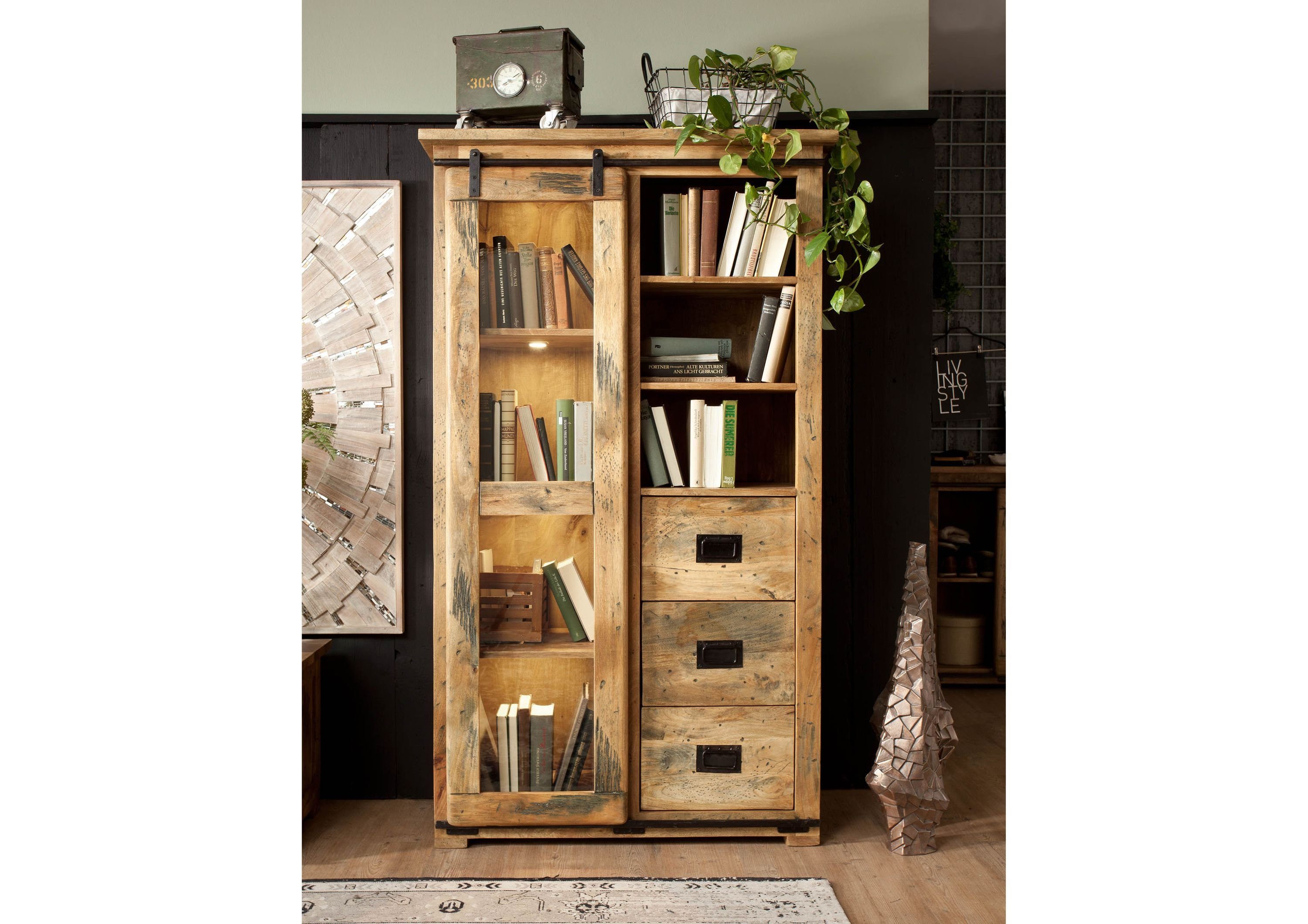 Massivmoebel24 Standvitrine #126 (Vitrine Mango 100x45x175 günstig online kaufen