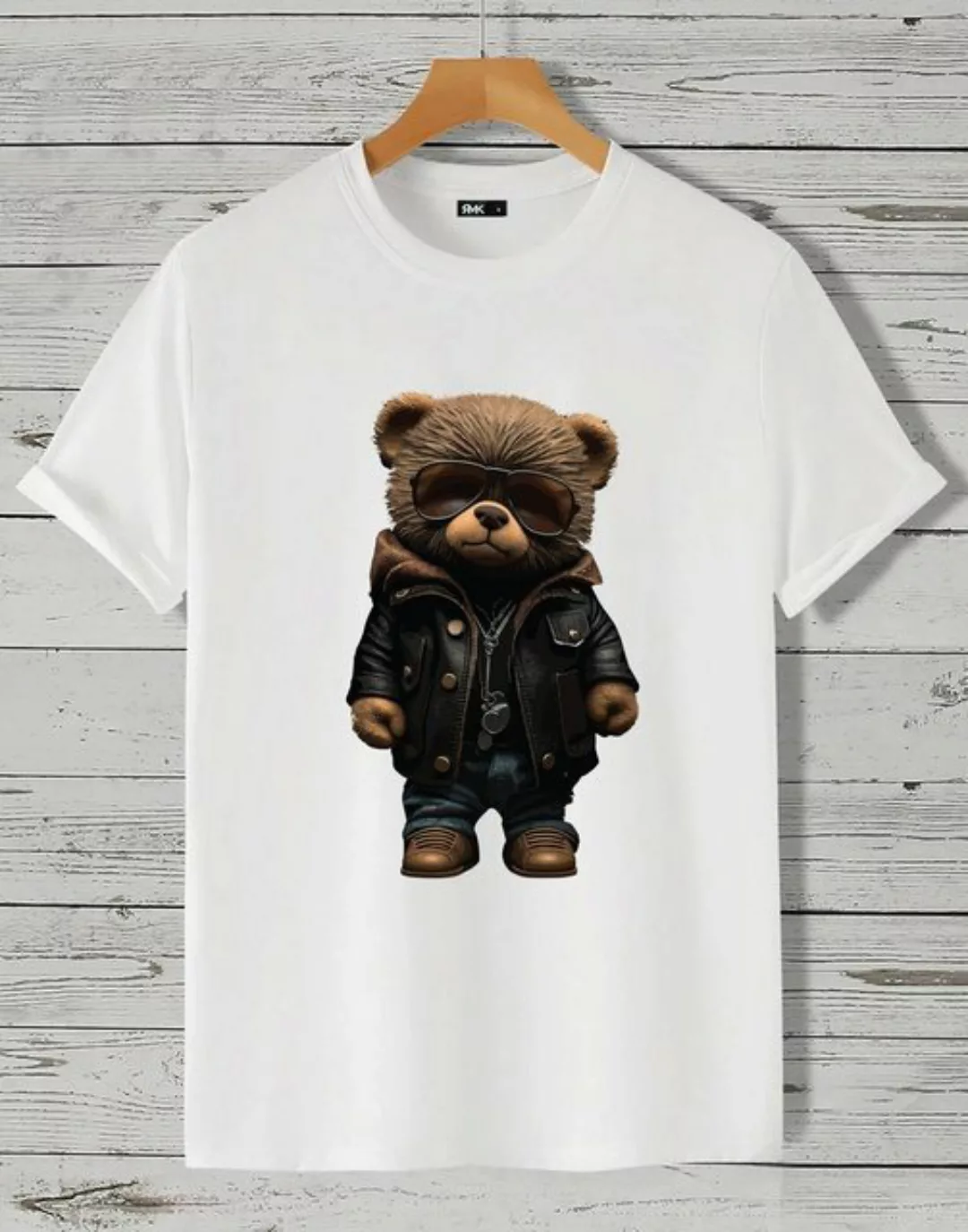 RMK T-Shirt Herren Shirt Rundhals Basic Druck (Teddybär Sonnenbrille Lederj günstig online kaufen