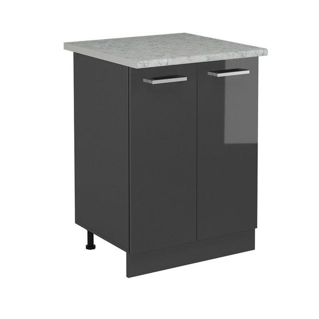 Vicco Unterschrank R-Line, Anthrazit Hochglanz/Anthrazit, 60 cm AP Marmor günstig online kaufen