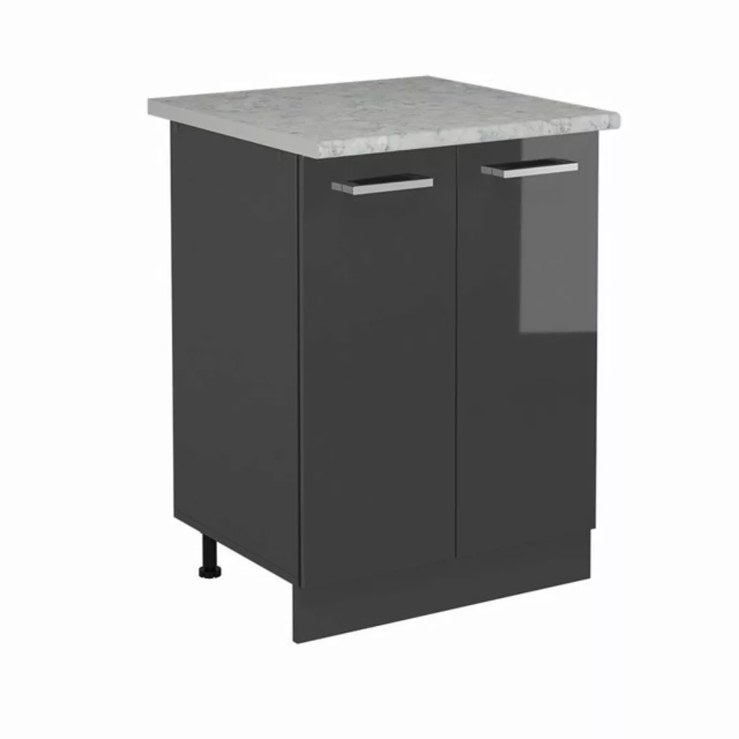 Vicco Unterschrank R-Line, Anthrazit Hochglanz/Anthrazit, 60 cm AP Marmor günstig online kaufen