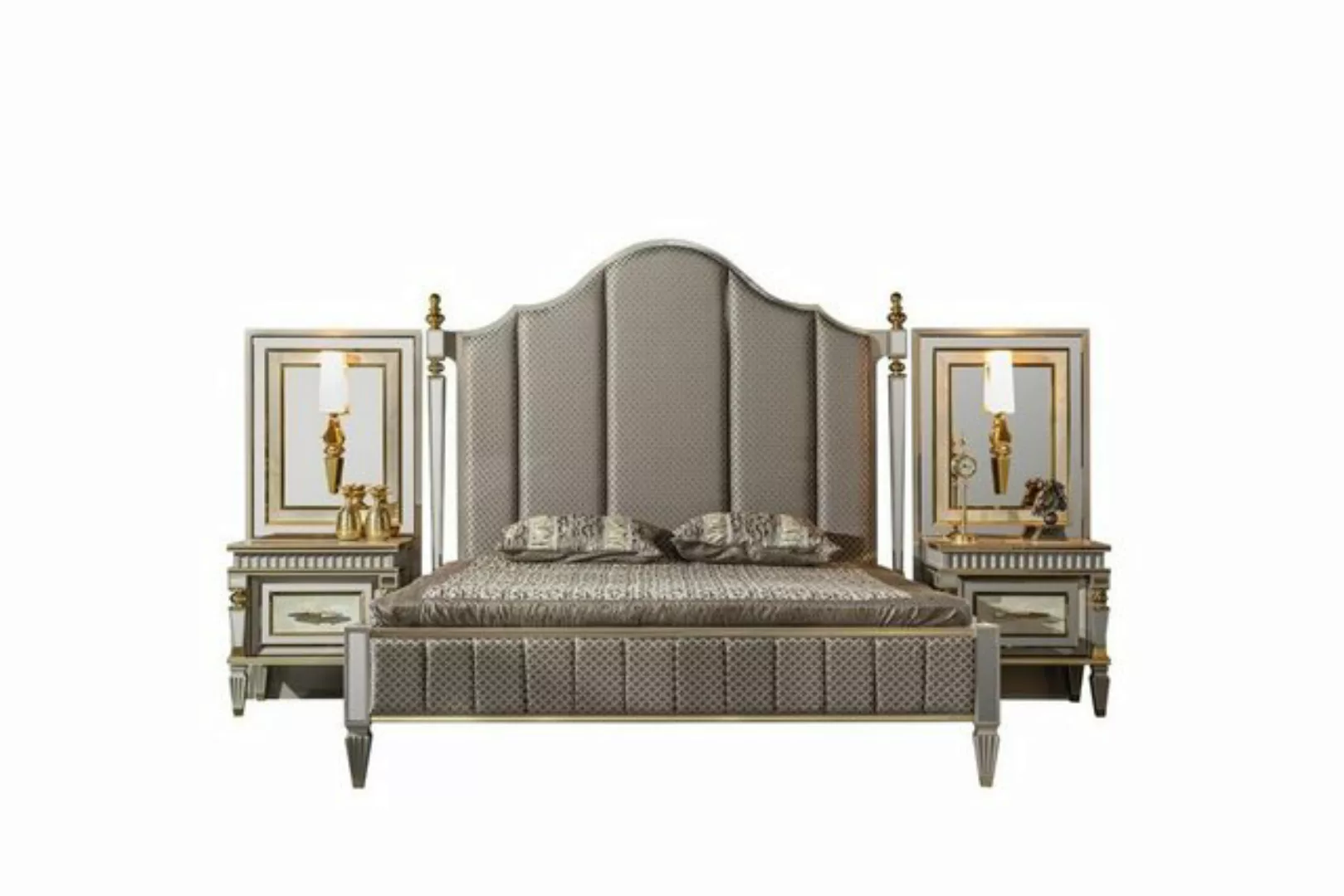 JVmoebel Bett Bett Grau Metall Möbel Elegantes Design Schlafzimmer Luxus Be günstig online kaufen