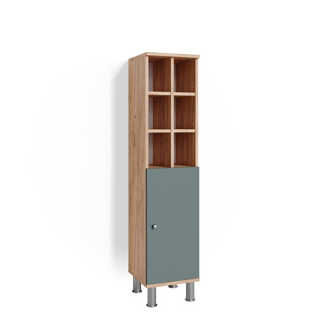 Vicco Midischrank Fynn, Grün/Goldkraft Eiche, 30 x 130.6 cm große Tür günstig online kaufen