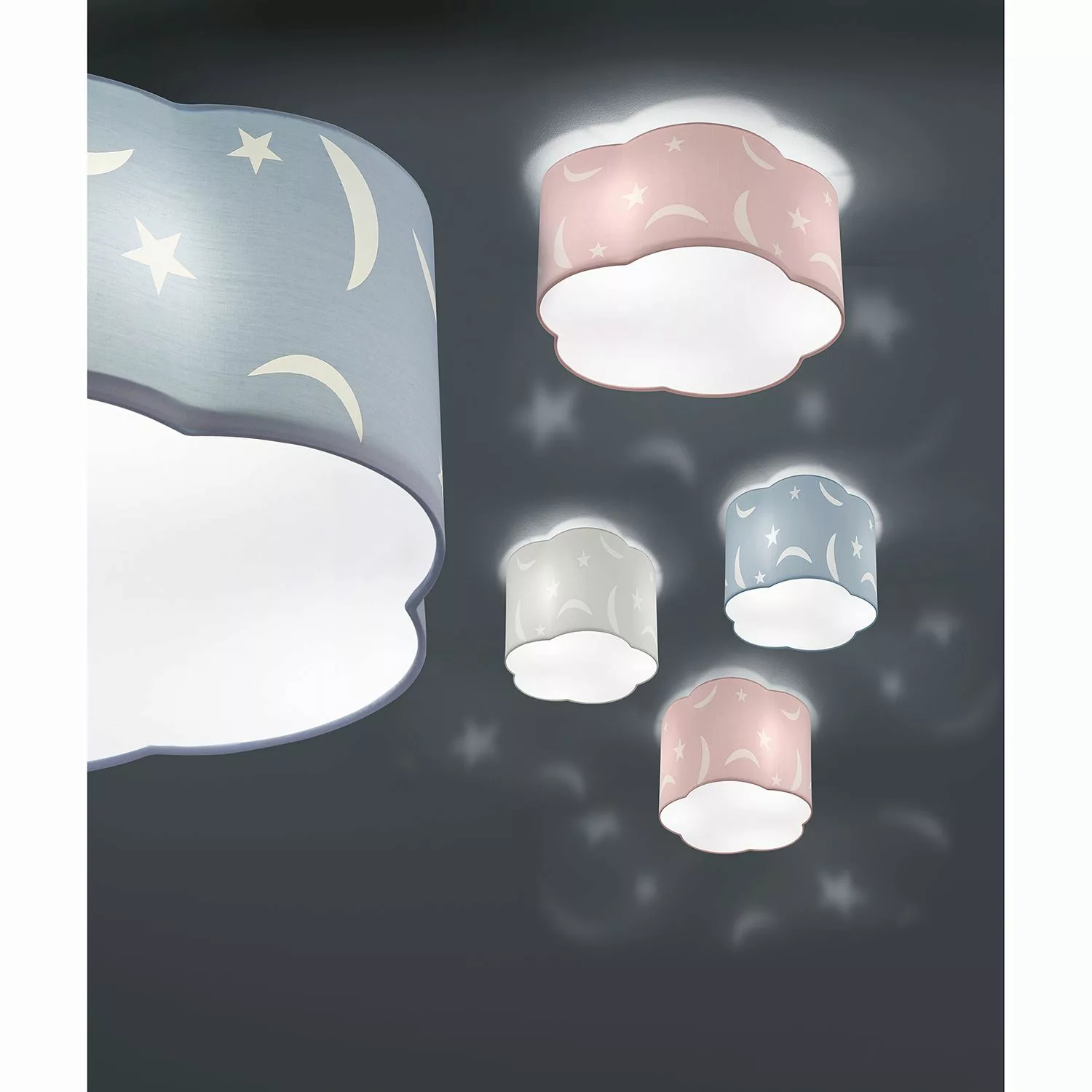 Deckenlampe Moony für Kinderzimmer pastellblau günstig online kaufen
