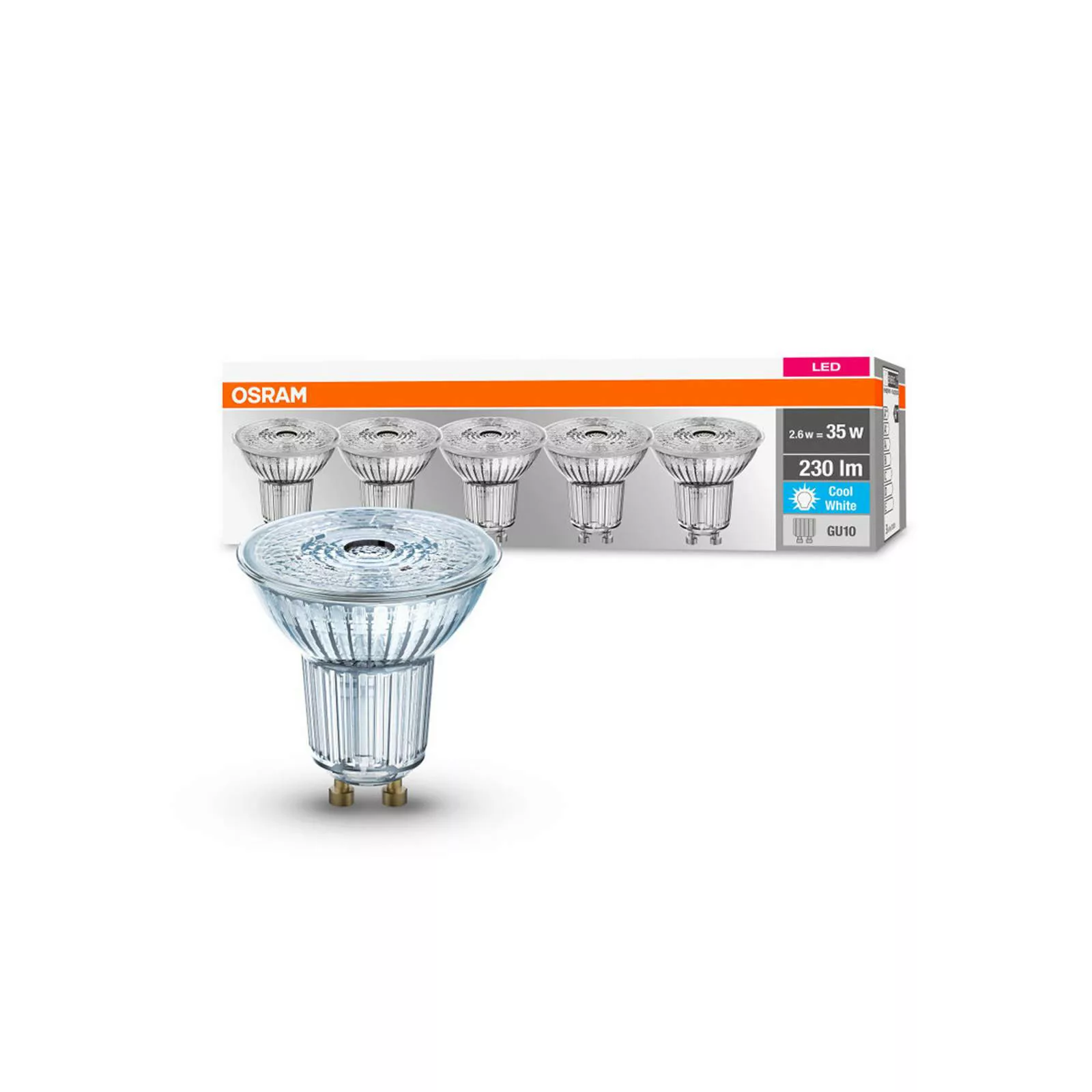 OSRAM LED-Reflektor GU10 2,6W 4.000K 230lm 36° 5er günstig online kaufen