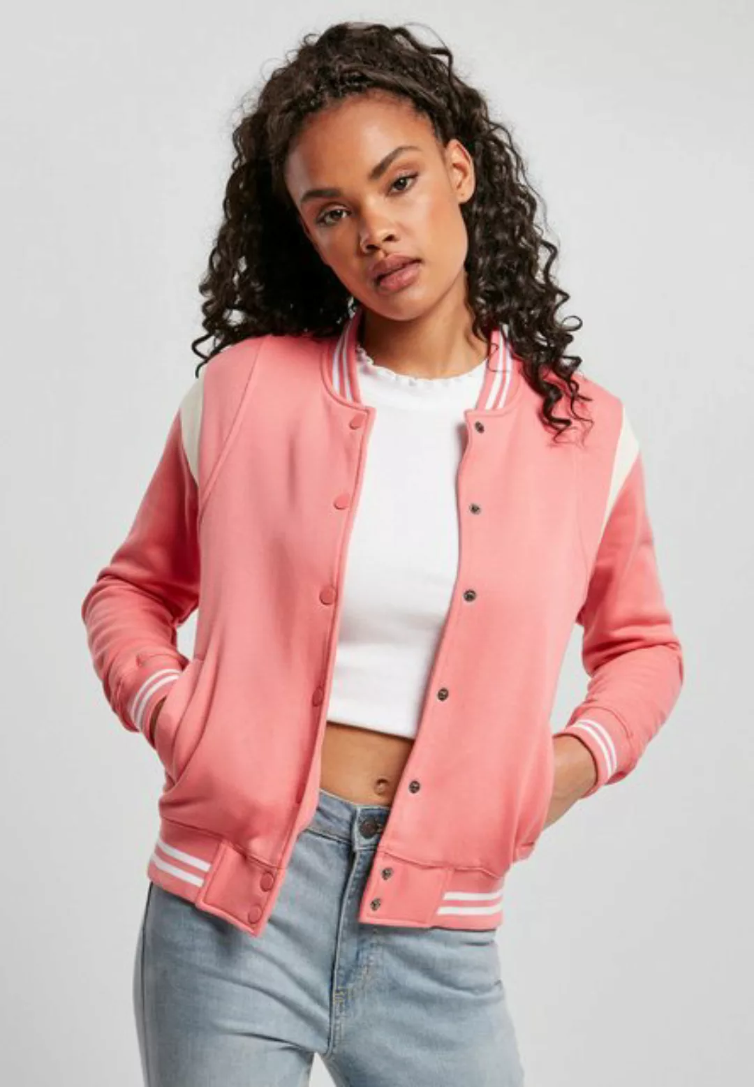 URBAN CLASSICS Collegejacke TB2618 - Ladies Inset College Sweat Jacket pale günstig online kaufen
