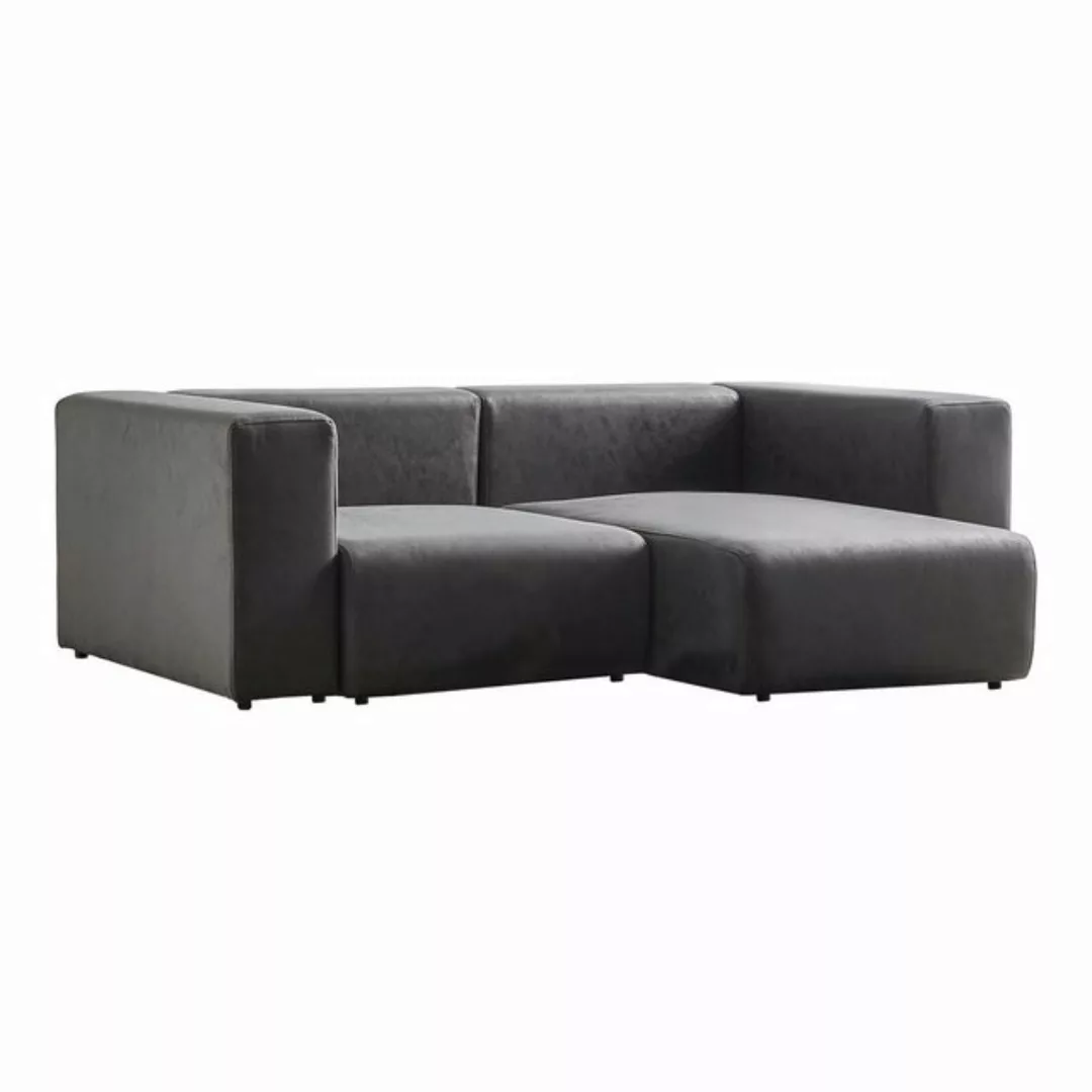 en.casa Sofa, 2 Teile, »Suldal« 2-Sitzer Modulsofa mit Longchair Wildlederi günstig online kaufen