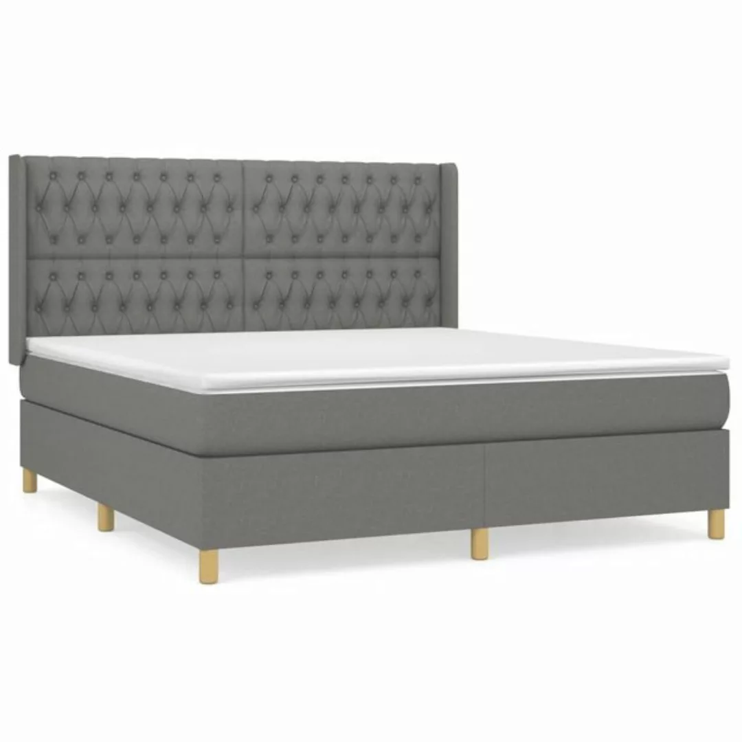 vidaXL Bettgestell Boxspringbett mit Matratze Dunkelgrau 180x200 cm Stoff B günstig online kaufen