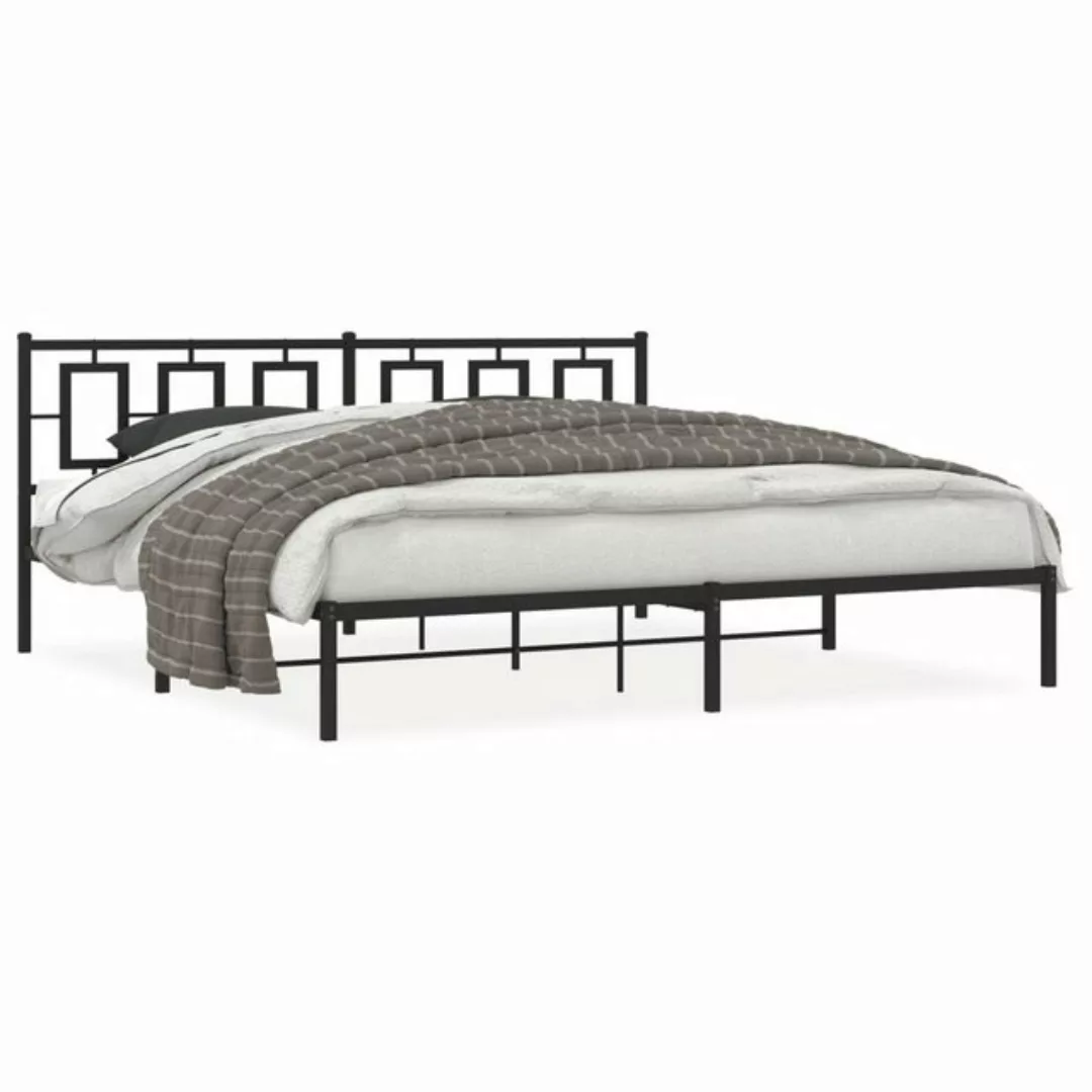 vidaXL Bettgestell, Bettrahmen mit Kopfteil Metall Schwarz 193x203 cm günstig online kaufen