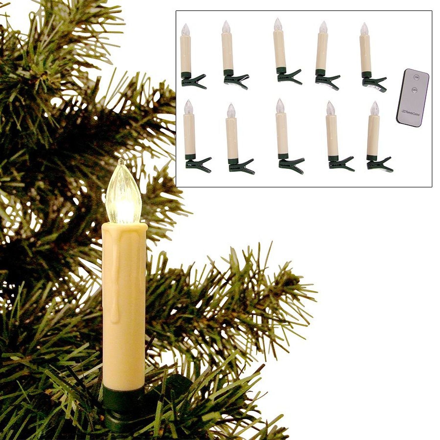 BURI Lichterkette LED Weihnachtsbaumkerzen 10er-Set Baumkerzen günstig online kaufen
