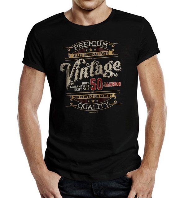 RAHMENLOS® T-Shirt Geschenk zum 50. Geburtstag - Premium Vintage 50 günstig online kaufen