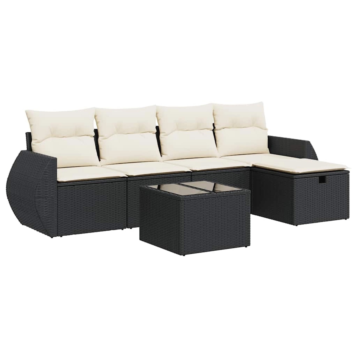 vidaXL 6-Tlg Garten-Sofagarnitur mit Kissen Schwarz Poly Rattan 3325572 günstig online kaufen