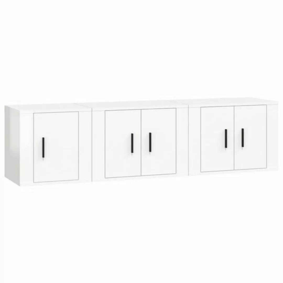 furnicato TV-Schrank 3-tlg. TV-Schrank-Set Hochglanz-Weiß Holzwerkstoff (1- günstig online kaufen