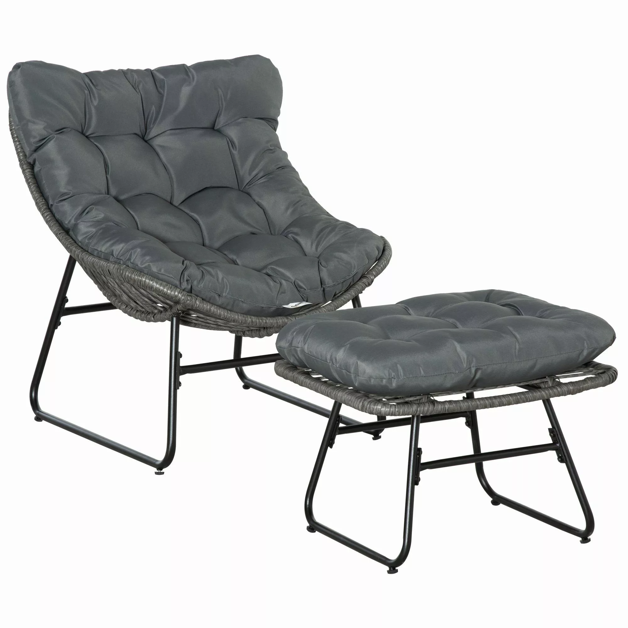 Outsunny Sitzgruppe Rattanstuhl mit Kissen, (Gartensessel, günstig online kaufen