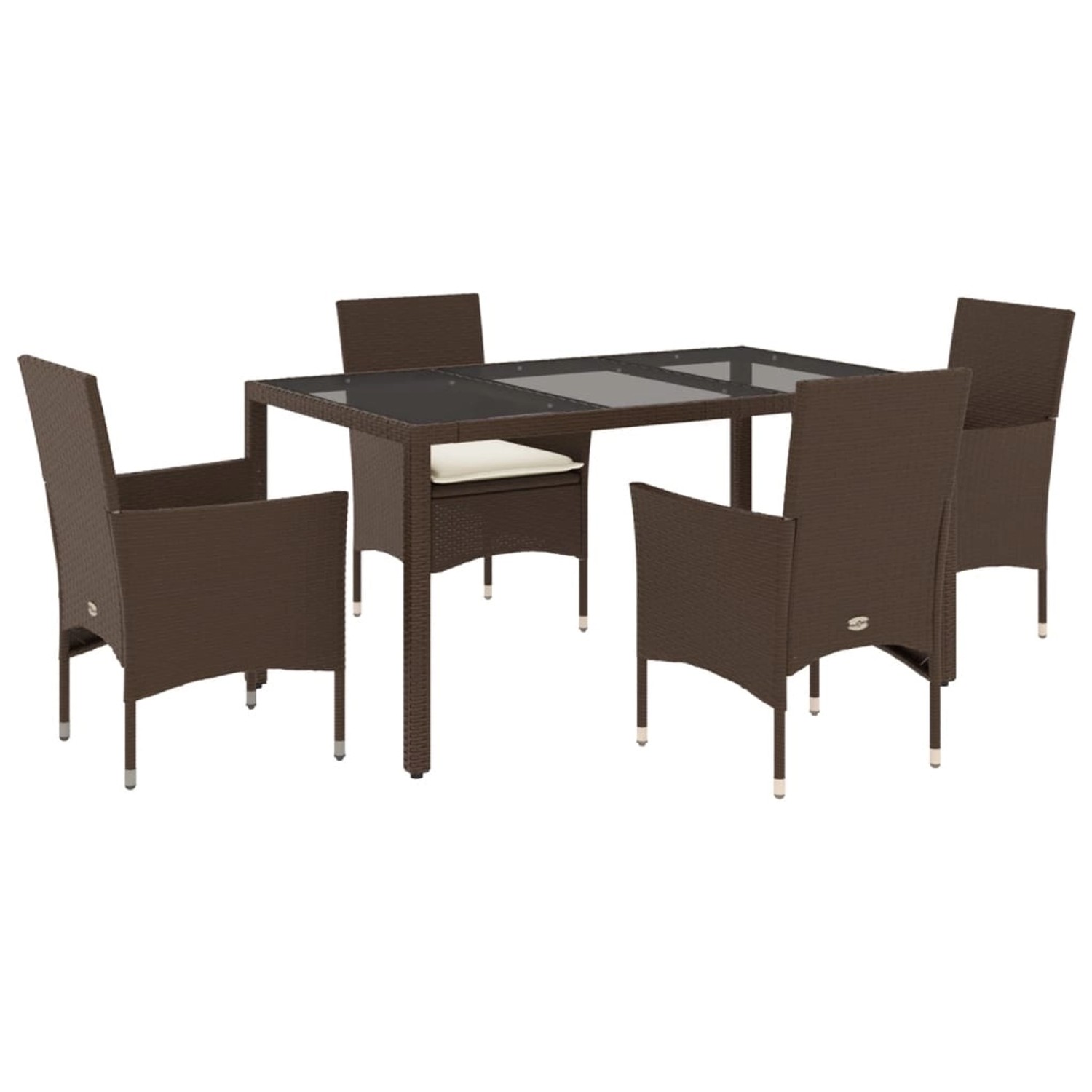vidaXL 5-Tlg Garten-Essgruppe mit Kissen Braun Poly Rattan Glas 3278551 günstig online kaufen