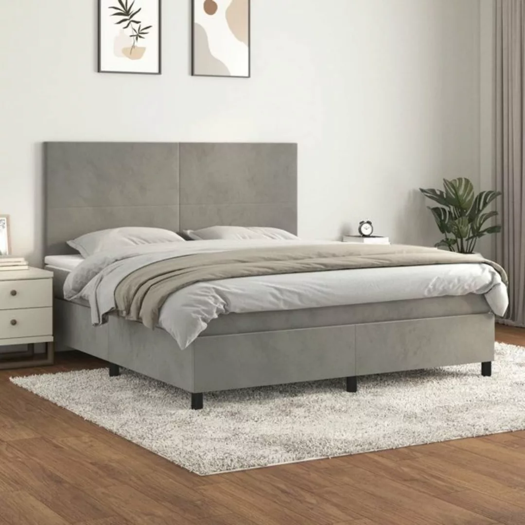 vidaXL Bettgestell Boxspringbett mit Matratze Dunkelgrau 160x200 cm Samt Be günstig online kaufen