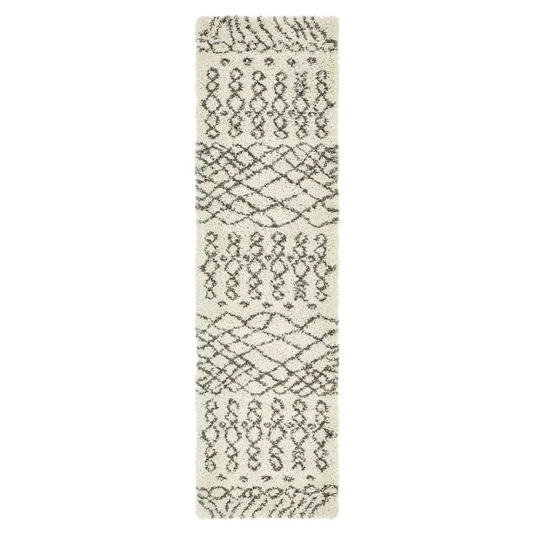 Hochflor Teppich Boho in Cremefarben und Grau abstraktem Muster günstig online kaufen